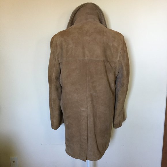 Lakeland Tan Suede Faux Shearling Sherpa Coat 40 - Picture 2 of 7